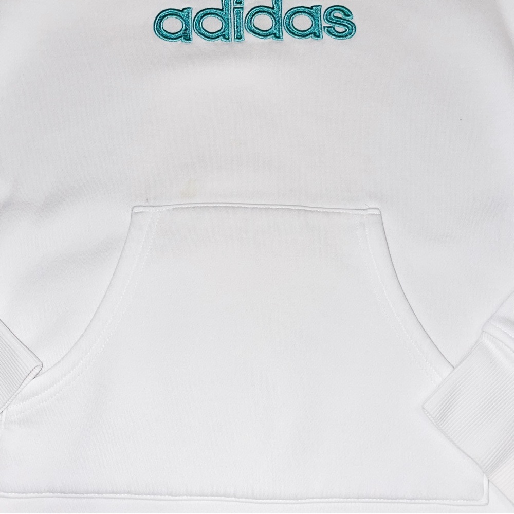 ADIDAS Girl's White And Teal Long Sleeve Hoodie Size 14 - Picture 5 of 10
